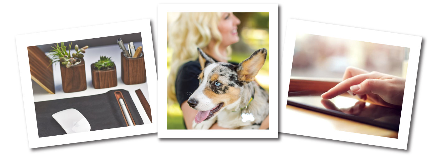 A woman holding a happy dog outdoors, both looking content.