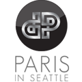 Logo of Paris in Seattle with stylized letters.