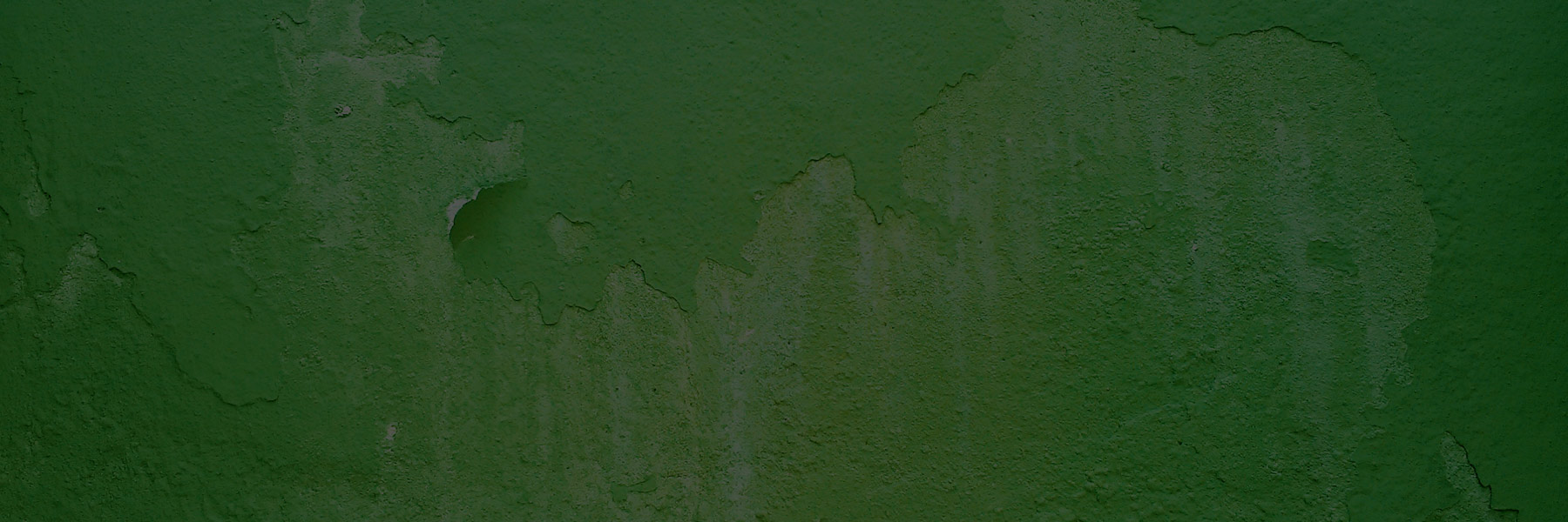 Close-up of green peeling paint on a textured wall.