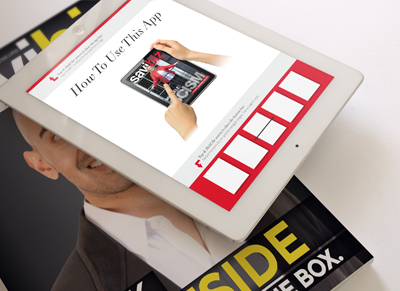 Person holding a tablet displaying a 'How To Use This App' guide.