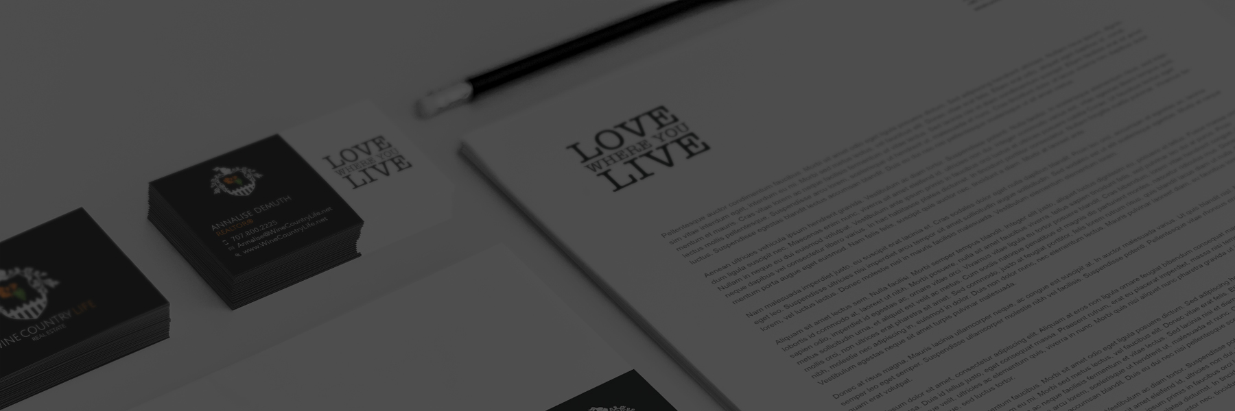 Stationery with "LOVE LIVE" branding including a pencil and paper.